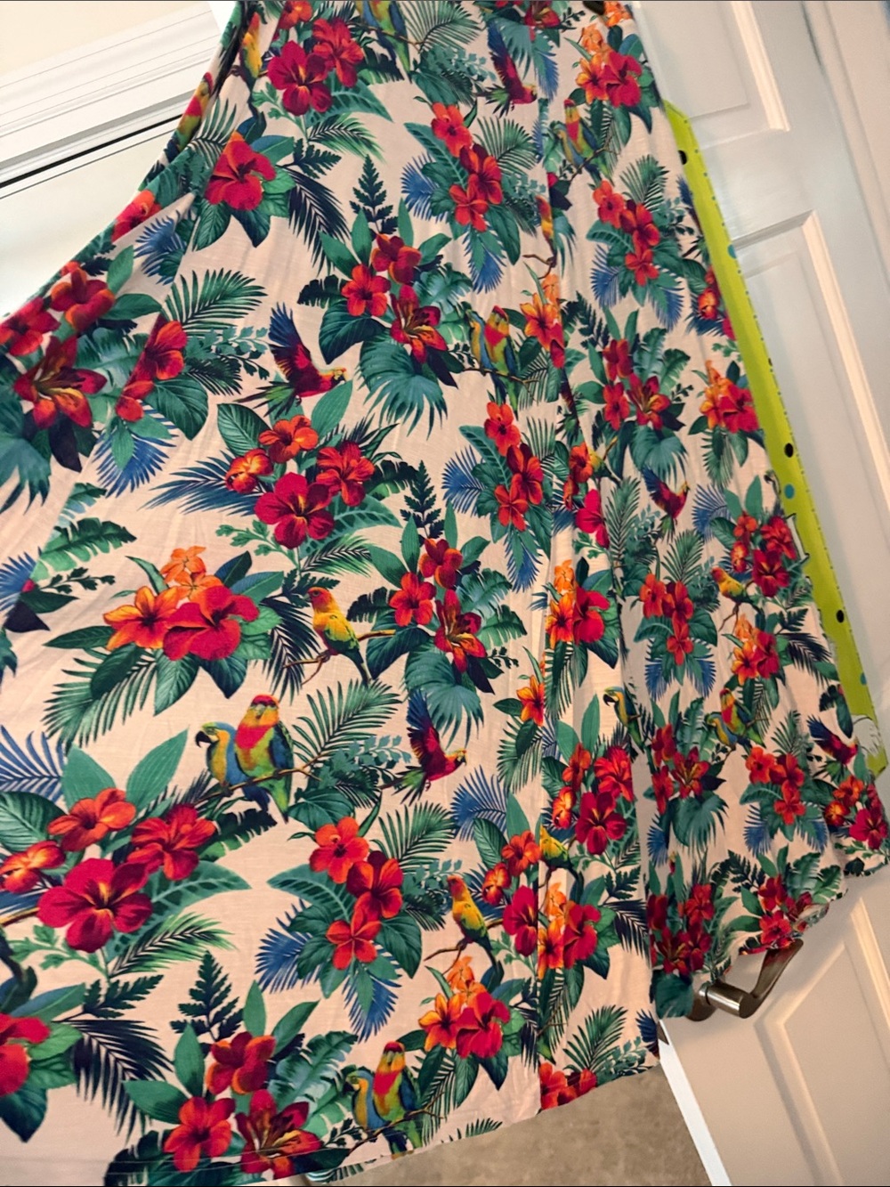 Tommy Bahama White Tropical Maxi Skirt with Multicolor Floral & Parrot Print - Picture 2 of 5